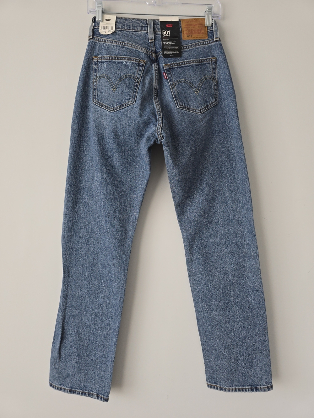 Levi’s 501 Curve Straight Jeans 26 Mid Wash Distressed Premium NWT - Picture 2 of 8
